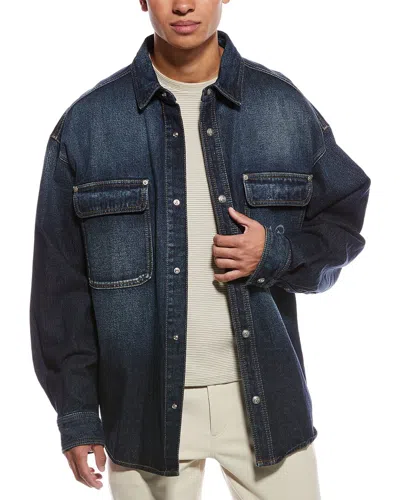 Palm Angels Midnight Monogram Denim Shirt In Blue