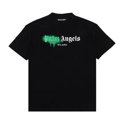 Pre-owned Palm Angels Milano Sprayed T-shirt 'black/green'
