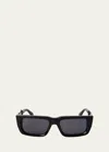 PALM ANGELS MILFORD ACETATE & METAL RECTANGLE SUNGLASSES
