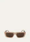 PALM ANGELS MILFORD BROWN ACETATE & METAL RECTANGLE SUNGLASSES