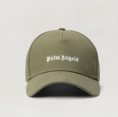 Palm Angels Classic Logo Corduroy Cap In Green