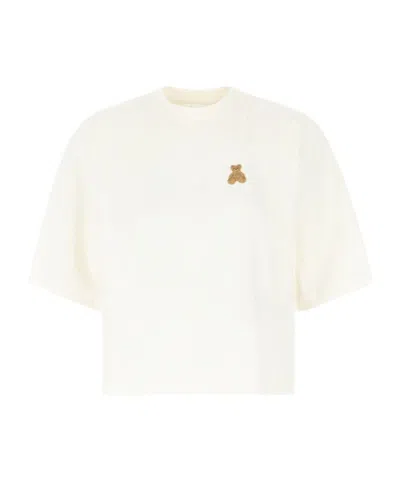 Palm Angels Mini Bear Cropped T-shirt In Gray