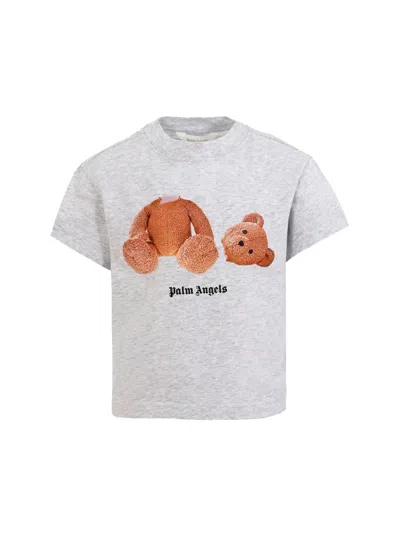 Palm Angels Mini Bear Graphic T-shirt In Gray