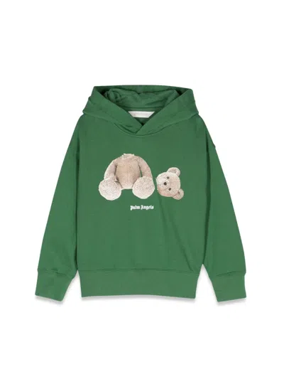 Palm Angels Mini Bear Hoodie For Boys In Green