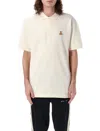 Palm Angels Bear In Mind Polo T-shirt In Off White Brown