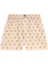 Palm Angels Mini Bear Print Shorts In Soft Pink - Brown