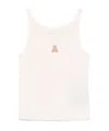 Palm Angels White T-shirt In Cotton With Teddy Sleeveless In Pink