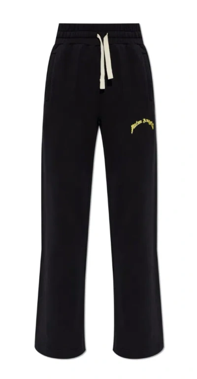 Palm Angels Mini Curved Logo Sweatpants In Blue
