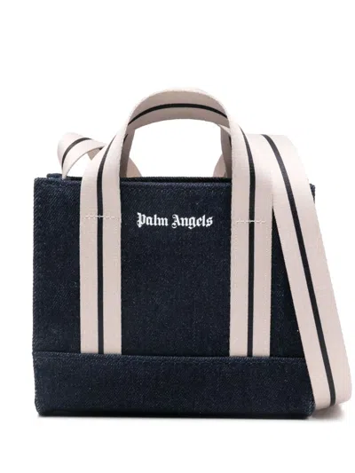 Palm Angels Kids' Mini Denim Tote Bag In Blue