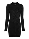 Palm Angels Monogram-jacquard Mini Dress In Black