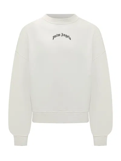 Palm Angels Mini Logo Graphic Sweatshirt In Off White Black