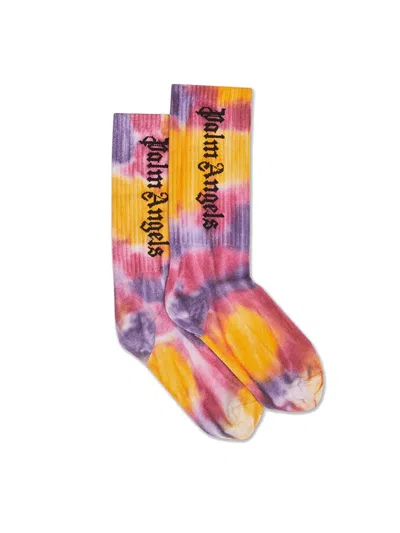 Palm Angels Mini Logo Socks For Girls In Fuchsia