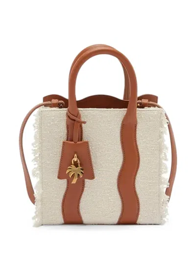 Palm Angels Mini Palm Beach Frayed-trim Tote Bag In Neutral