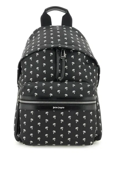Palm Angels Mini Palm Print Tech Backpack For Men In Black