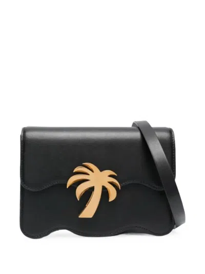 Palm Angels Mini Palm Tree Logo-plaque Crossbody Bag In Black