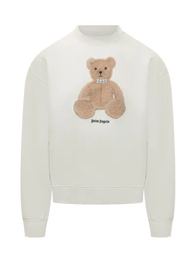 Palm Angels Mini Sweatshirt With Graphic Print In Off White Brown
