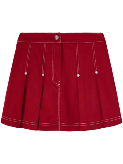 Palm Angels Pleated Mini Skirt In 2525 Red - Red