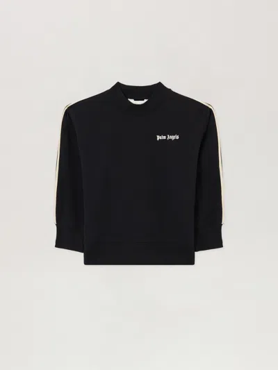 Palm Angels Kids' Curved Logo Track Sweatshirt In Black