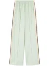 PALM ANGELS MINT GREEN/OFF-WHITE SIDE STRIPE LOOSE PANTS FOR WOMEN