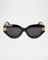 Palm Angels Miracle Cat-eye Acetate Sunglasses In 1007 Black Dark Grey