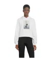 Palm Angels White Cropped Hoodie And Contrasting Print In White