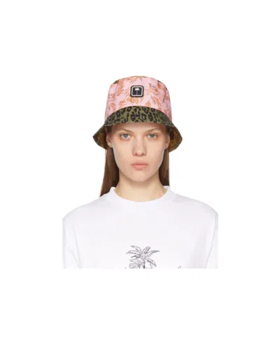 Palm Angels Mixed-print Bucket Hat In White