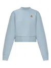 Palm Angels Mock-neck Long-sleeve Sweatshirt In Blue
