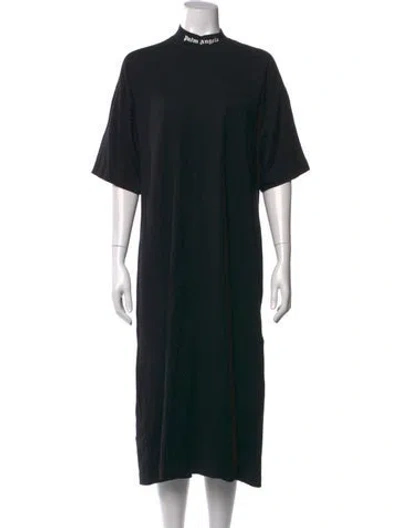 Pre-owned Palm Angels Mock Neck Midi Length Dress In Black
