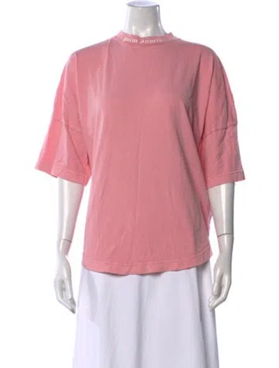 Pre-owned Palm Angels Mock Neck Short Sleeve T-shirt In Pink