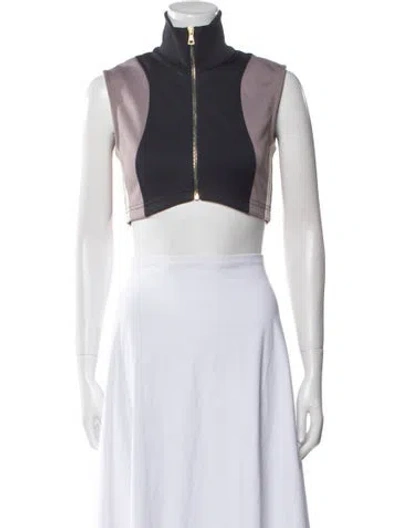 Pre-owned Palm Angels Mock Neck Sleeveless Crop Top In Gray