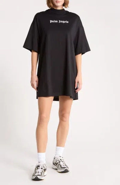 Palm Angels Mock Neck T-shirt Dress In White