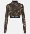 Palm Angels Logo Tape Sequined Top In Multicoloured