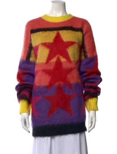 Pre-owned Palm Angels Mohair Graphic Print Sweater In Multicolor