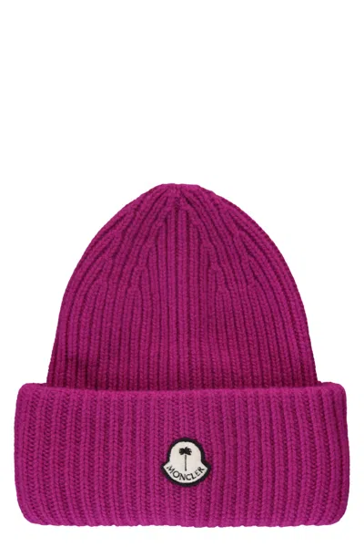 Palm Angels Moncler X  Knitted Beanie In Fuchsia