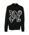 Palm Angels Intarsia-knit Logo Jumper In Black