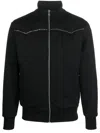 Palm Angels Pa Monogram-studded Zip-up Sweatshirt In Black
