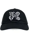 Palm Angels Black Baseball Cap With Embroidered Monogram In Black