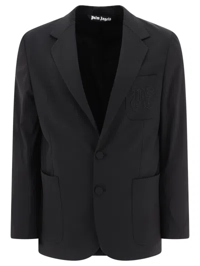 Palm Angels Single-breasted Twill Blazer In Black