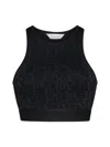 Palm Angels Monogram Jacquard Cropped Top In Black Black