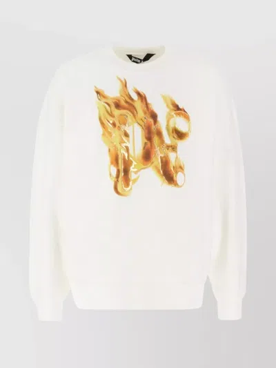 PALM ANGELS MONOGRAM BURNING GRAPHIC COTTON SWEATSHIRT