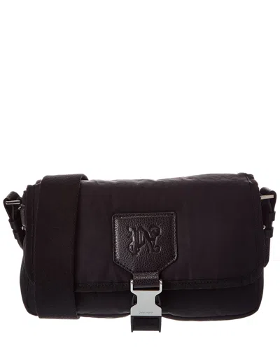 Palm Angels Monogram Canvas & Leather Crossbody In Brown