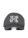 Palm Angels Monogram Cotton Baseball Cap In Grey