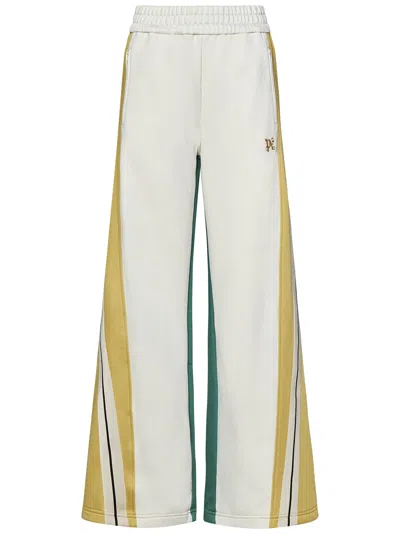 Palm Angels Monogram Cb Wide Track Trousers In White