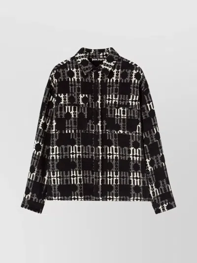 Palm Angels Monogram-pattern Cotton Shirt In Black