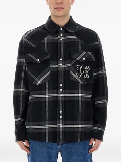 Palm Angels Monogram Check Over Shirt In Multicolor