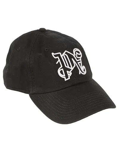 Palm Angels Monogram City Cap In Black/white