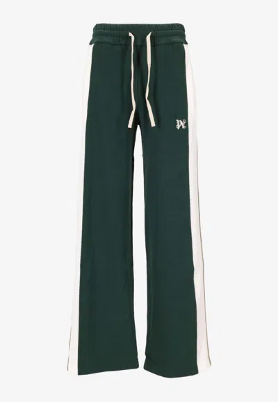 Palm Angels Monogram Colorblock Sweatpant Side Stripes Logo In Green