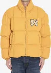 Palm Angels Monogram Corduroy Puffer Jacket In Orange