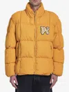 Palm Angels Monogram Corduroy Puffer Jacket In Orange