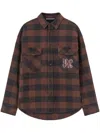 Palm Angels Monogram-print Checked Shirt In Brown